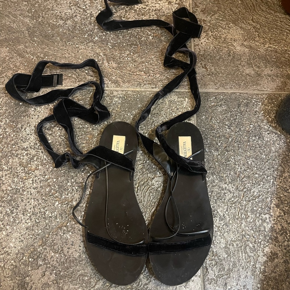 VALENTINO BLACK VELVET SANDALS